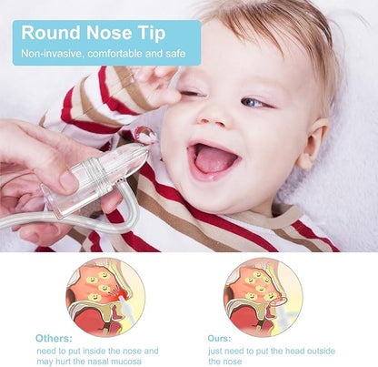 Nasal Aspirator for Baby and Toddler Nose Clearing with Hand Pump and Non-Invasive Tip for Quick, Quiet Suction (2 Fingers