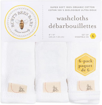Burt's Bees Baby Infant Washcloths, 100% Organic Cotton 6 Pack