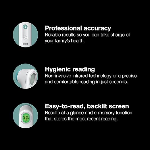 Braun Forehead Thermometer - Digital Thermometer with Professional Accuracy and Color Coded Temperature Guidance