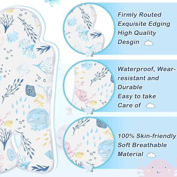 Pinkunn Gel Car Seat Baby Cooling Pad for Summer Breathable Stroller Cooler Pad Multifunctional Carseat Cooling Mat for Baby Child Dining Chair Safety Seat Stroller(Blue, White,Sea)