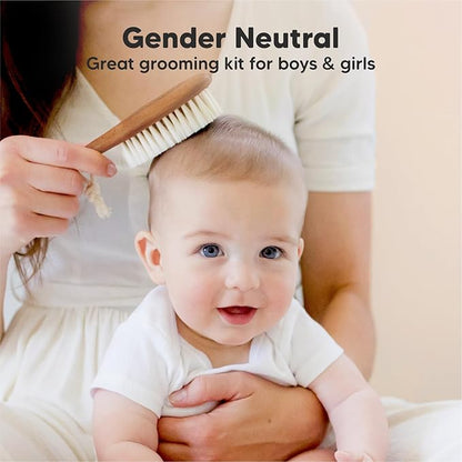 KeaBabies Hair Brush - Soft Goat Bristles Baby Brush, Cradle Cap Brush