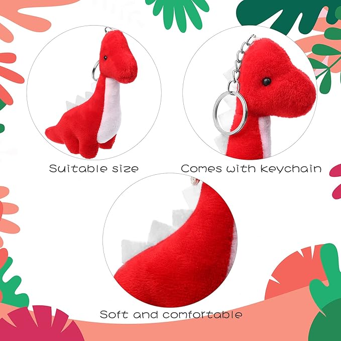 9 Pieces Dinosaur Stuffed Animals 4-6 Inch Mini Plush Dinosaur Figures Assortment Keychain Toy Soft Backpack Ornaments Pendant for Stocking Stuffers, Doll Machine