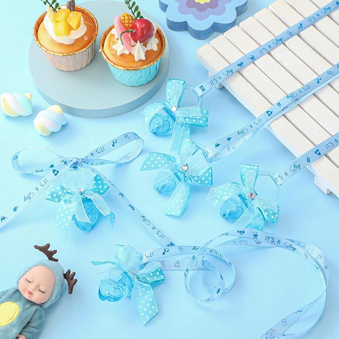 TrelaCo 60 Pcs Baby Feet Shower Pacifiers Necklace Acrylic Baby