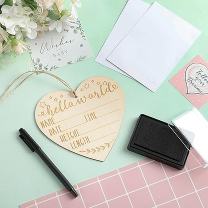 Thyle Baby Announcement Sign Wooden Baby Name Sign for Hospital