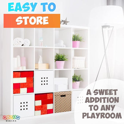 The Original Premium Plush Building Block for Kids - Certified Safe Foam Blocks in Luxuriously Soft Fabric Covers 24 (Brick