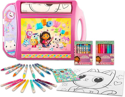 DreamWorks Gabby Dollhouse Art Desk Set - Bundle with Gabby's Dollhouse Lap Desk with Coloring Pages, Coloring Utensils, Stickers and More | Coloring Books for Kids