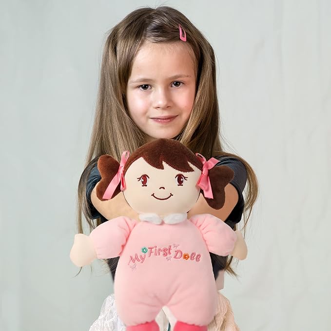 Linzy Plush Soft Plush Baby Doll My First Doll Safe 10''(83561BROWN)