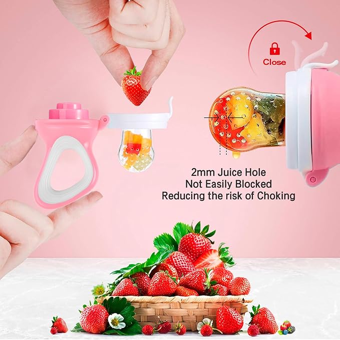 Baby Solids/Frozen Fruit Feeder Pacifier, Infant Teether Toy 4M+ 2-Pack (Candy