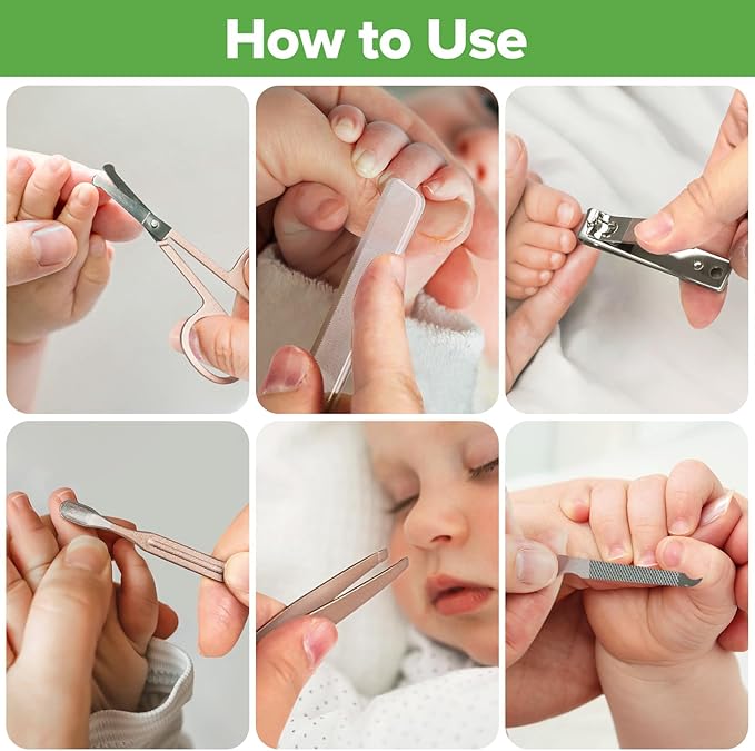 haakaa Baby Hair Brush and Comb Set & Pear-FECT Manicure Kit for Newborns & Toddlers, Natural Soft Goat Bristles and Wooden Handle, Baby Healthcare and Grooming Kit, Baby Nail Clippers, Pearl White