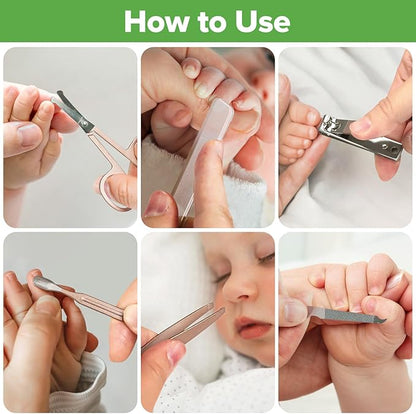 haakaa Baby Hair Brush and Comb Set & Pear-FECT Manicure Kit for Newborns & Toddlers, Natural Soft Goat Bristles and Wooden Handle, Baby Healthcare and Grooming Kit, Baby Nail Clippers, Pearl White