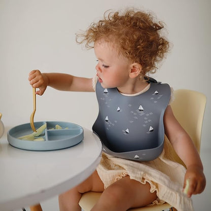 mushie Silicone Suction Plate | BPA-Free Non-Slip Design (Powder Blue)