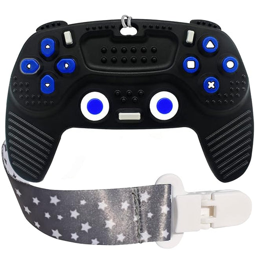Teething Remote Control for Baby with Pacifier Clip, Funny Teethers for baby for Baby Girl Or Boy 3-6 6-12