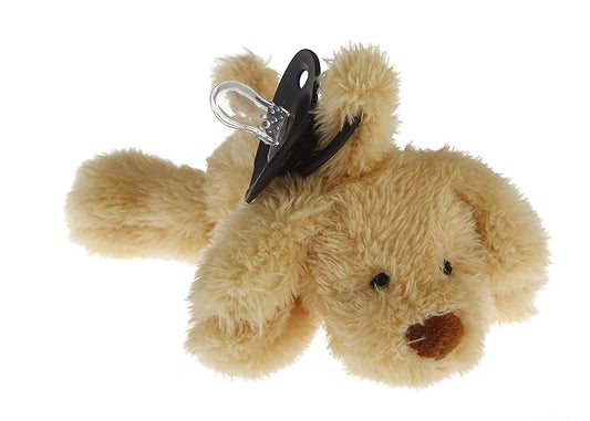 Furry Friend Pacifier Plush Toy - Ultra Soft Cuddly 100% Polyester with Medical Grade Silicone Pacifier (Color Varies), Machine Washable