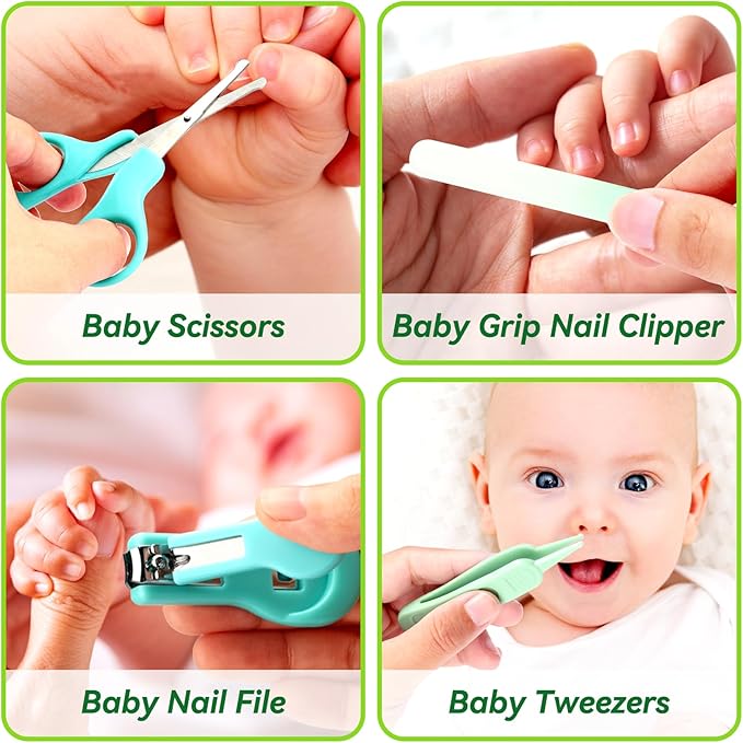 Baby Healthcare and Grooming Kit for Newborn Kids, 31PCS Upgraded Safety Baby Care Kit, Newborn Nursery Health Care Set, Baby Care Products (Green)