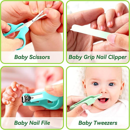 Baby Healthcare and Grooming Kit for Newborn Kids, 31PCS Upgraded Safety Baby Care Kit, Newborn Nursery Health Care Set, Baby Care Products (Green)