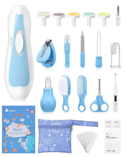 Lictin Baby Healthcare and Grooming Kit, 31 in 1 Baby Electric Nail Trimmer Set, Newborn Nursery Care Kit, Baby Essentials with Nail Clippers, Medicine Dispenser, Infant Comb, Brush
