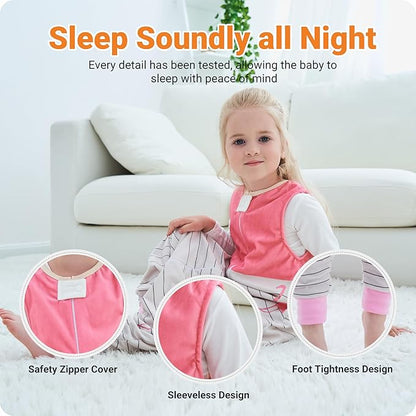 Infant Toddler Sleeping Bag, Baby Sleeping Sack Sleeveless 4 Season 1-3T, Flamingo