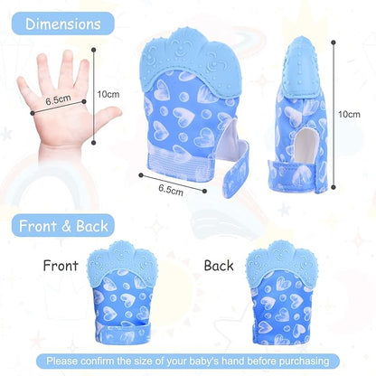 2Pack Silicone Teething Mitt, Soothing Infant Teething Mitten Pain Relief 0-12 Months