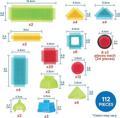 Battat- Bristle Blocks- STEM Interlocking Building Blocks- 112 pc Playset- Developmental Toys for Toddlers & Kid- Basic Builder Set- 2 Years +