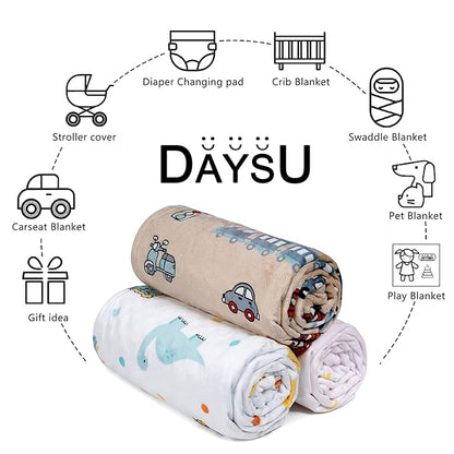 DaysU Silky Micro Soft Plush Baby Blankets for Girls with Print Animal Pattern and Soothing Raised Dots, Double Layer Bed Throws for Baby Crib 30x40 Inches