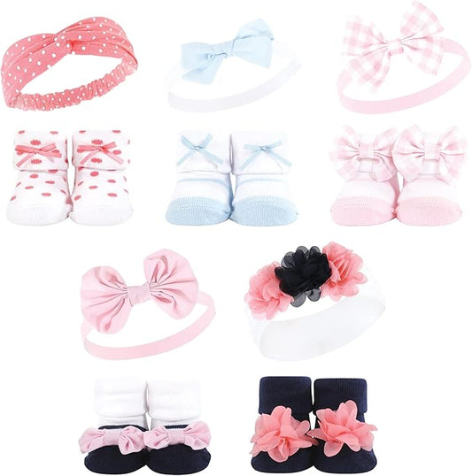 Hudson Baby Girl's Headband and Socks Giftset