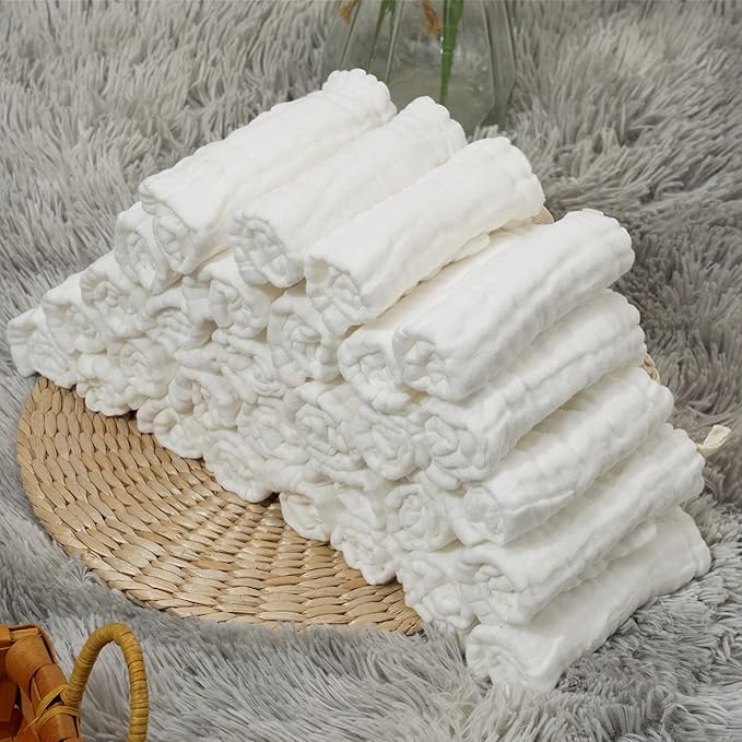 Baby Washcloths -6 Layer Soft Absorbent Face Towel - Natural Newborn Wipes for Delicate Skin