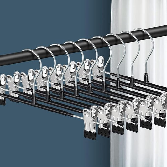 20 Pack 14Inch Heavy Duty Pants Skirt Hangers with Clips,Metal Trousers Hanger for Jeans Black Non Slip Women Shorts Hangers Saving Space Clothing Hanger for Adult,Men,Children,Kid,Baby