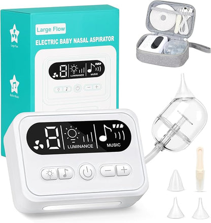 Electric Nasal Aspirator for Baby, Hospital Grade Nose Sucker Nose Suction for Newborn Toddler with 9 Level Suction 3 Silicone