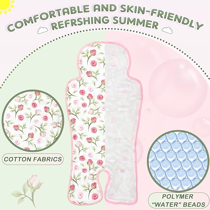 Qunclay 2 Pcs Gel Car Seat Cooler Pad for Baby Cooling Pad for Stroller Breathable Universal Car Cooler Mat Multifunctional Baby Stroller Seat Liner Cushion Chair(Flower)
