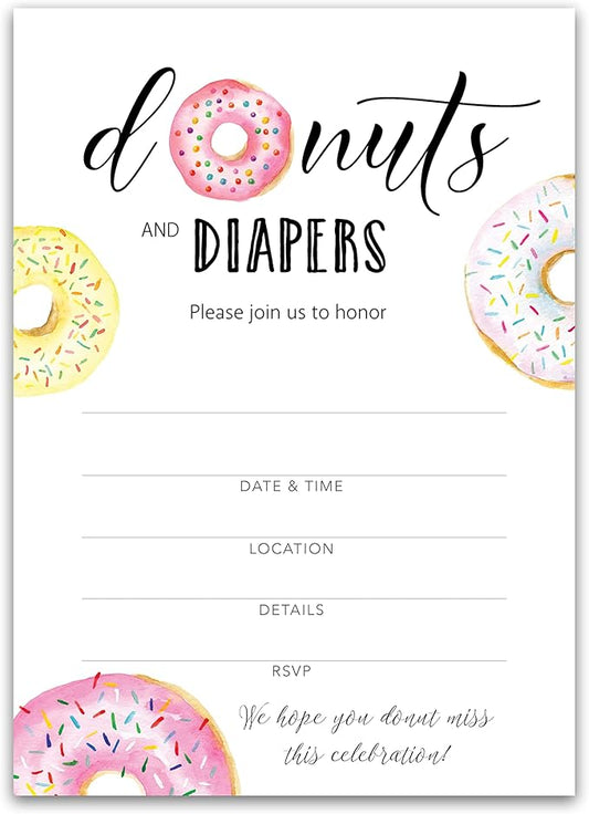 Donut and Diapers Sprinkle Invitation ??Pack of 25 I850-INV4