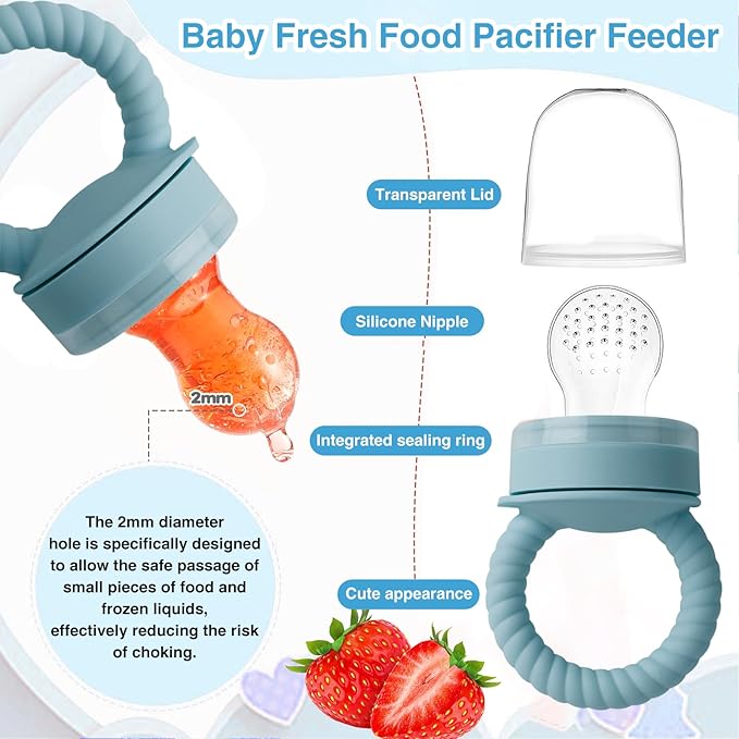 Baby Solids/Frozen Fruit Feeder Pacifier, Infant Teether Toy 4M+ 2-Pack (Ring