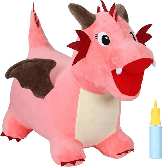 INPANY Bouncy Dinosaur Hopper Toy for Toddlers, Kids Inflatable Plush Bouncing Horse Hopper 2 3 4 Year