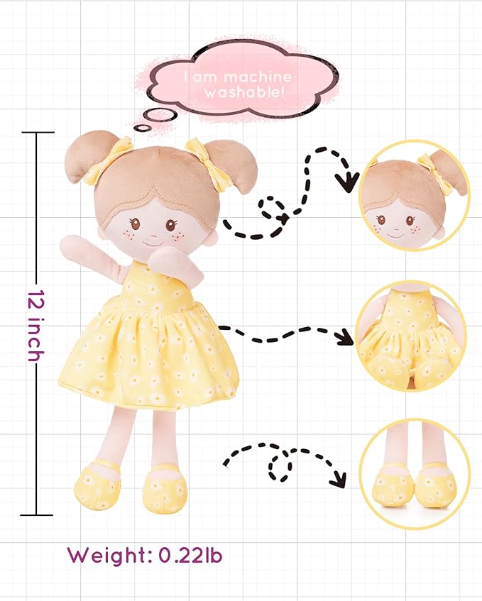 Soft Baby Doll Toys (12''), My First Baby Rag Doll for 1 Year-Old Girl Birthday Gift