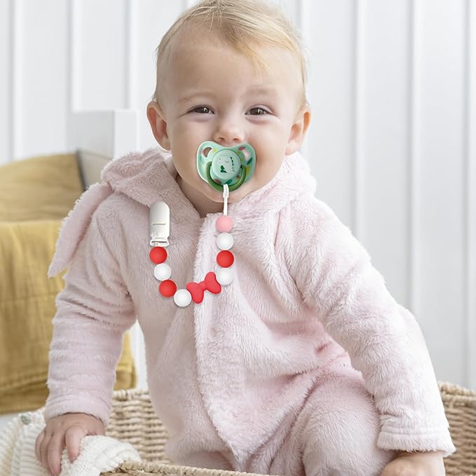 Silicone Pacifier Clip, 2 Pack Pacifier Holder for Boys and Girls
