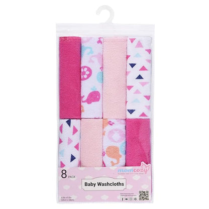 Baby Washcloths, Momcozy Ultra Soft Absorbent Towel 8pcs Newborn 10"x10" (Pink)