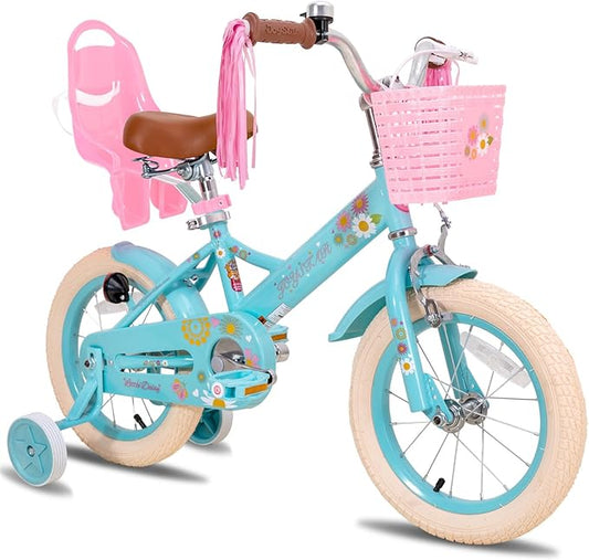 JOYSTAR Little Daisy Kids Bike for Girls Boys Ages 2-7 Years, 12 14 16 Inch Girls Bikes with Doll Bike Seat & Streamers