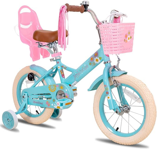 JOYSTAR Little Daisy Kids Bike for Girls Boys Ages 2-7 Years, 12 14 16 Inch Girls Bikes with Doll Bike Seat & Streamers