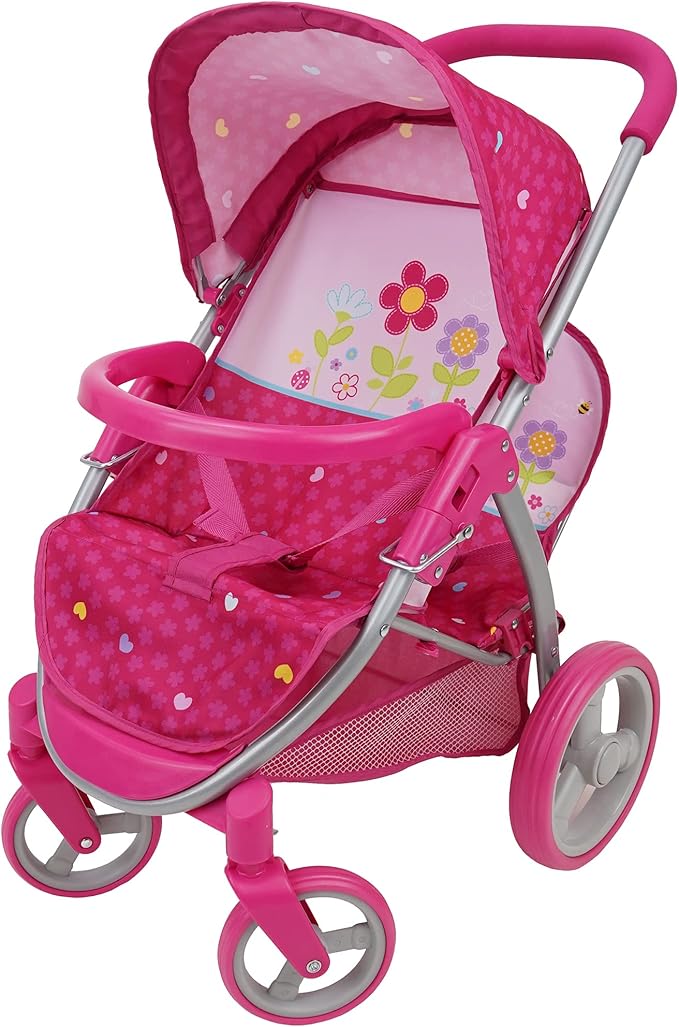 509 Crew 509: Garden Twin Doll Stroller - Kids Pretend Play, Front Swivel Wheels 3+