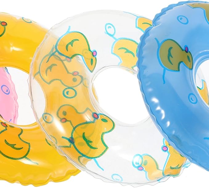 Gadpiparty 5Pcs Mini Swimming Rings Dollhouse Pattern Swim Rings Dolls