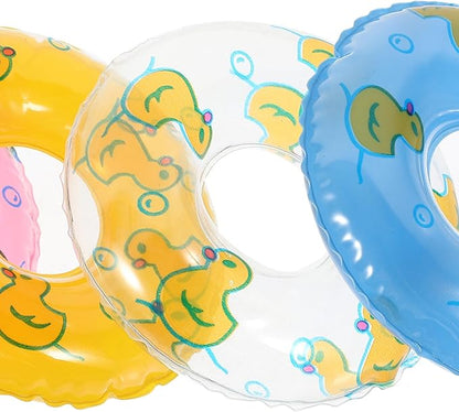 Gadpiparty 5Pcs Mini Swimming Rings Dollhouse Pattern Swim Rings Dolls