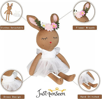 Ballerina Doll Handmade Stuffed Animal Bunny Plush Animal Doll, Plush