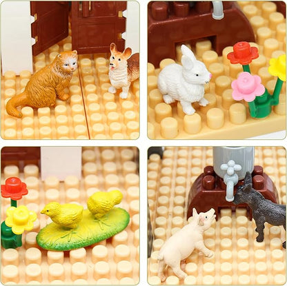iftnotea 12PCS Mini Farm Animal Toy Figurines - Tiny Plastic Barn Animals Figures with Little Horse Cow Dog Cat 3 4 5 6 7 8