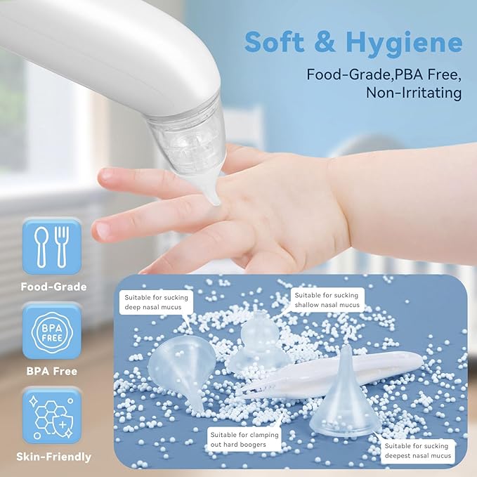 Electric Nasal Aspirator, Baby Nose Sucker 3 Silicone 3 Suction