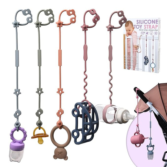 Toy Straps for Baby, 5pcs Food Grade Silicone Toy Holder