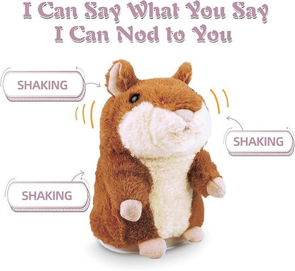 HOMILY Talking Hamster, Repeats What You Say Plush Animal Toy Electronic Hamster Mouse for Boys