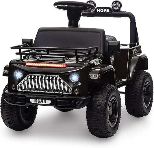 Hetoy 6V Ride On Car for Toddlers - Battery Powered Electric Car for Kids with Music, LED Light 4 Wheels 3-6 Years,