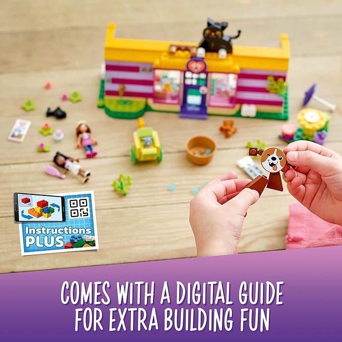 LEGO Friends Pet Adoption Café 41699 Building Toy - Collectible Animal Rescue Set with Olivia & Priyanka Mini-Dolls, Cat & Dog Figures, Creative Toys for Boys, Girls, and Kids Ages 6+