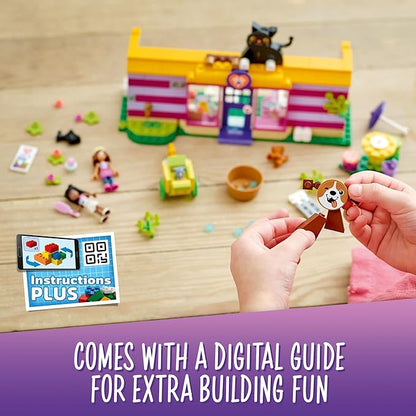 LEGO Friends Pet Adoption Café 41699 Building Toy - Collectible Animal Rescue Set with Olivia & Priyanka Mini-Dolls, Cat & Dog Figures, Creative Toys for Boys, Girls, and Kids Ages 6+