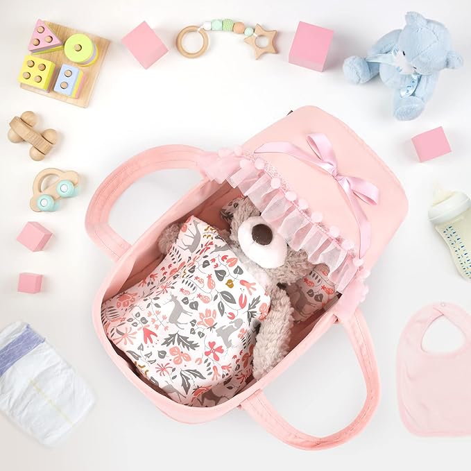 GAGAKU Baby Doll Bassinet, Doll Carrier Doll Carry Cot Set 9 10 11 12