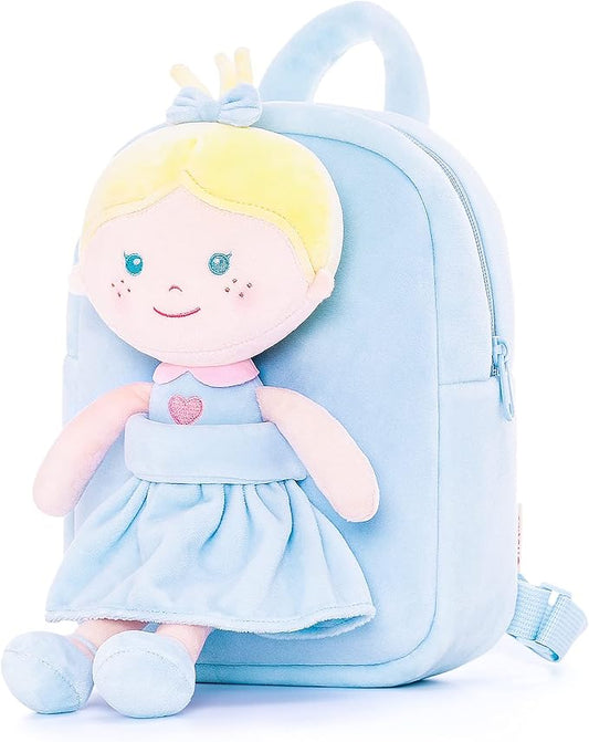 Onetoo Toddler Backpack Kids Backpacks with Soft Tanned Baby Dolls 9.5"